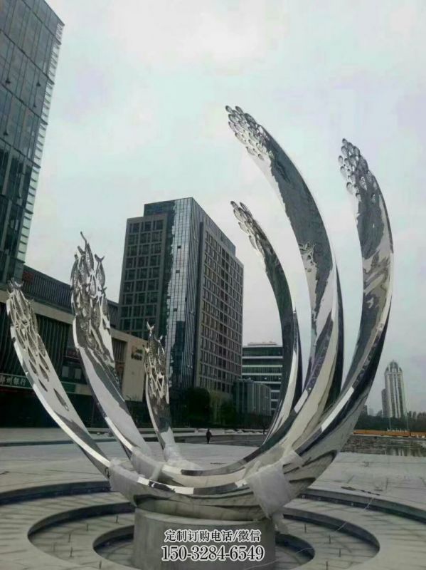 地面喷泉雕塑小品，圆环结构概念，旱地水景喷泉体系