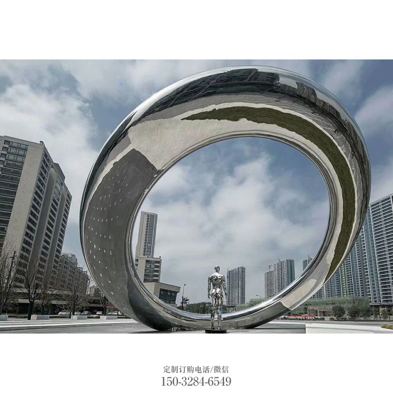 镂空圆环雕塑，喷水景观雕塑，喷泉结构形式