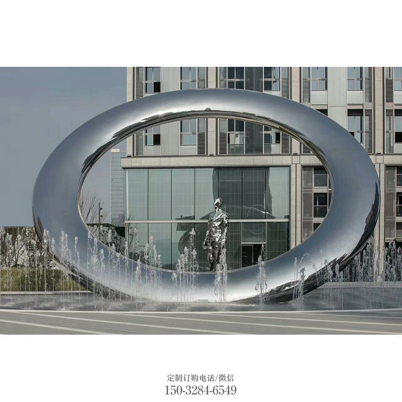 小区圆环雕塑，水帘喷泉雕塑，水景艺术效果