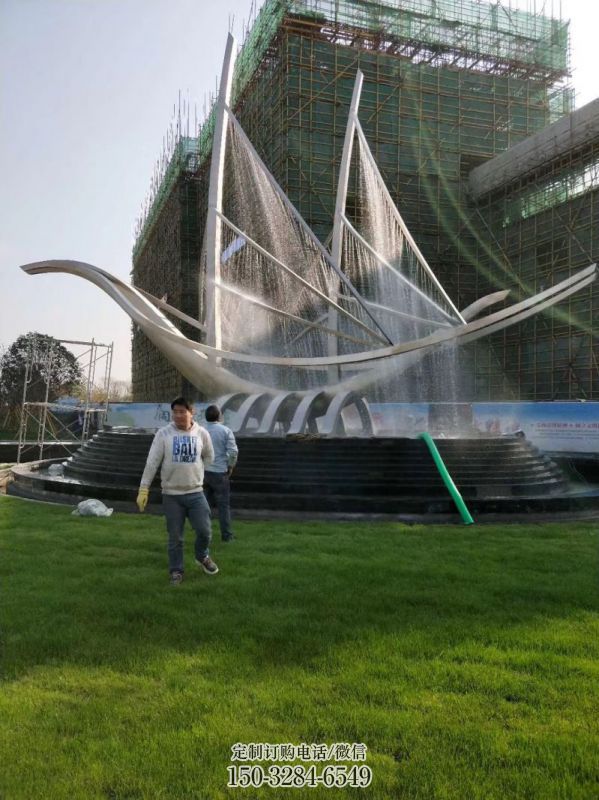 帆船喷泉雕塑，水景水秀组合，旱地帆船喷泉雕塑厂家