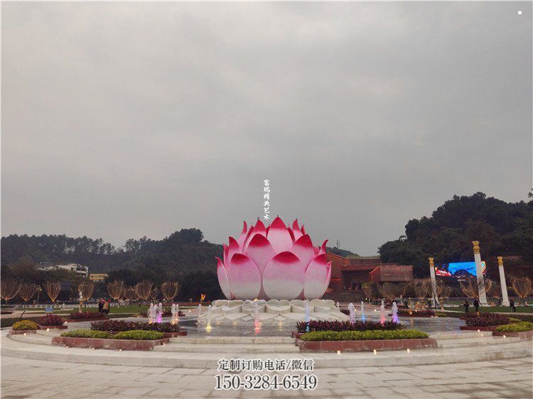 莲花雕塑展品，花园小品，水景莲花喷泉雕塑优选